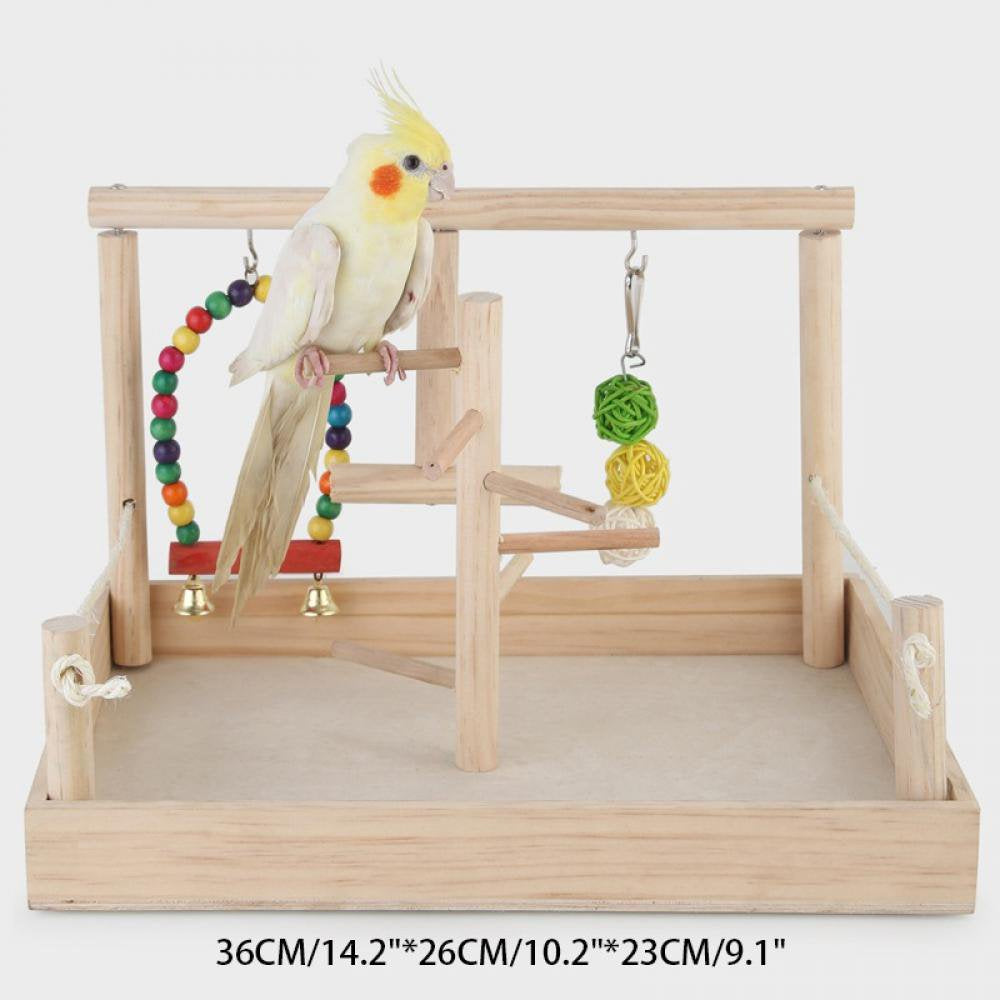 Parrot Playstand Bird Play Stand Cockatiel Playground Wood Perch Gym Playpen Ladder with Feeder Cups Toys Exercise Play Animals & Pet Supplies > Pet Supplies > Bird Supplies > Bird Ladders & Perches Canopy   