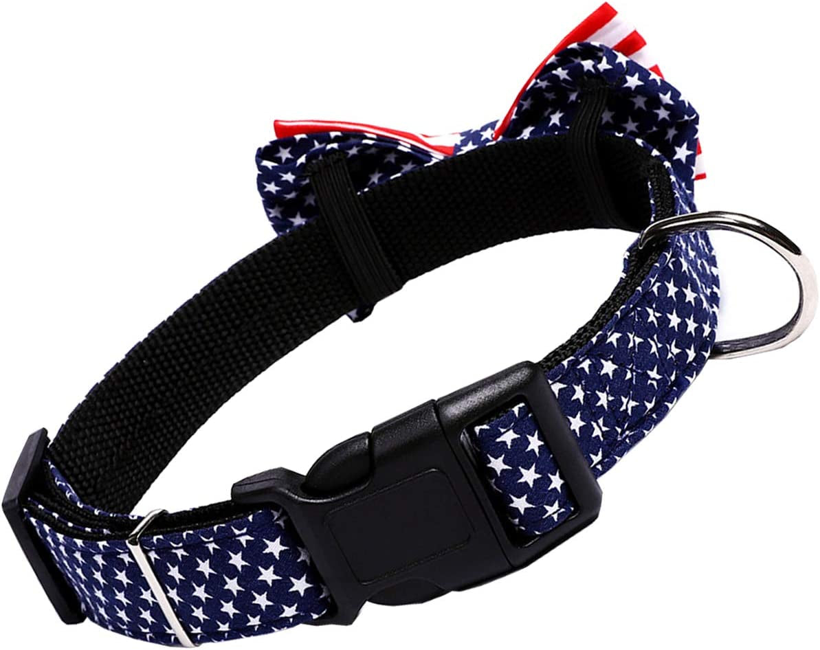 American Flag Bowtie Dog Collar in 3 Different Sizes (Large:Width 2.5Cm, Adjustable 38-60Cm) Animals & Pet Supplies > Pet Supplies > Dog Supplies > Dog Apparel H-Shero   