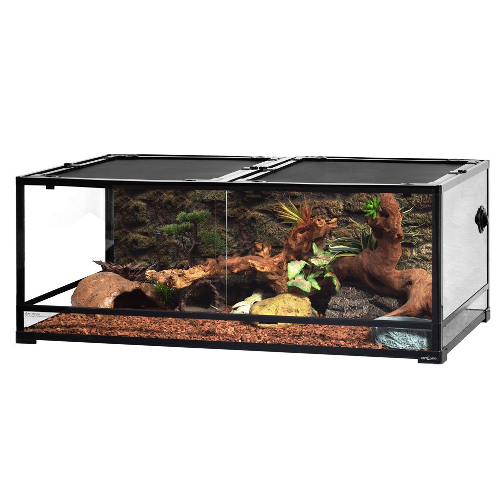 REPTI ZOO 90Gallon Reptile Large Terrarium Upgrade Glass Front Opening Tank Sliding Door with Screen Ventilation Reptile Terrarium about 48" X 24" X 18"(Knock-Down) Animals & Pet Supplies > Pet Supplies > Small Animal Supplies > Small Animal Habitat Accessories Etan Pet Supplies INC.   