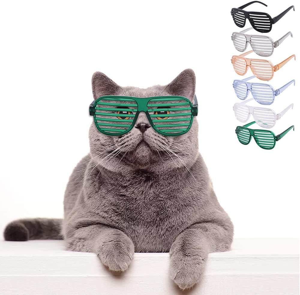 DPLUS Pet Goggles Sunglasses - Pack of 5 Latest Fashion Clear Square Cat/Dog Goggles - Classic Retro Circular Metal Circle Eye-Wear for Cat,Chihuahua or Small Dogs (Clear Square Goggles) Animals & Pet Supplies > Pet Supplies > Dog Supplies > Dog Apparel DPLUS Green Slot  