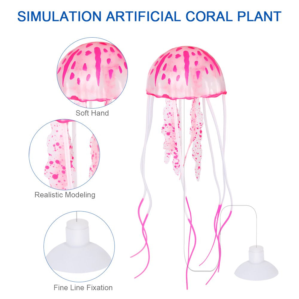 Allnice Fish Tank Decoration Plants, 5 Pieces Glowing Aquarium Decorations Simulation Artificial Coral Plant Jellyfish Ornaments with Resin Base Silicone Accessories for Aquarium Fish Tank Landscape Animals & Pet Supplies > Pet Supplies > Fish Supplies > Aquarium Decor Allnice   