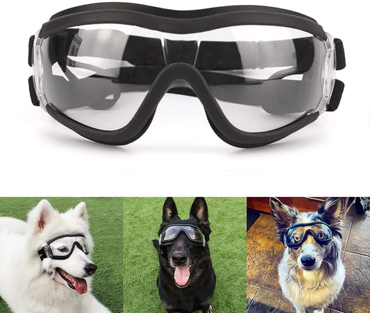 PETLESO Dog Goggles - Large Dog Eye Protection Goggles Windproof Sunglasses for Medium Large Dog, Clear Animals & Pet Supplies > Pet Supplies > Dog Supplies > Dog Apparel PETLESO Clear  