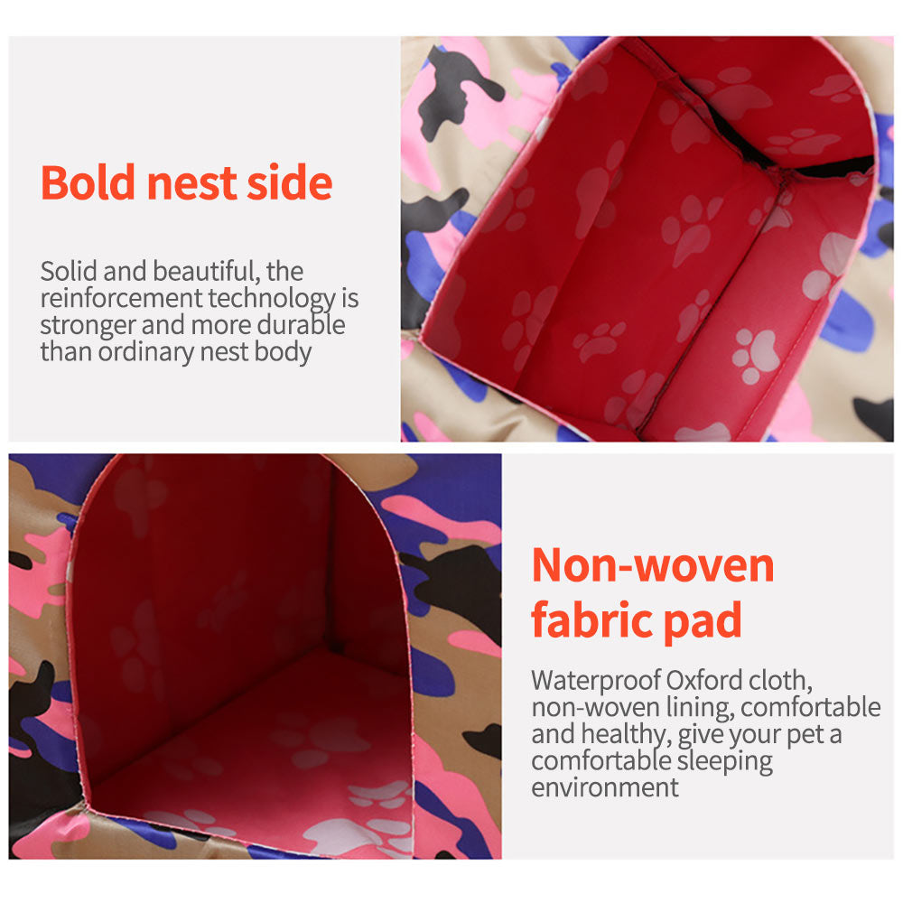 Cat House with Waterproof Canvas Roof, Four Season Pet Nest Kitty Shelter, Feral Cat Cave Pet House, Cat Dog Tent Cabin