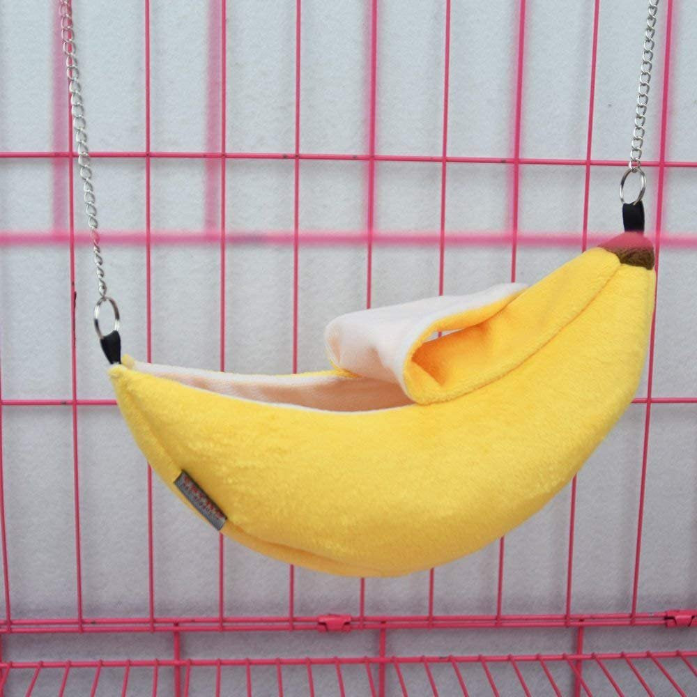 Hamster Bed House Hamster Bedding Winter Hanging Fruit Banana Warm Bed Nest Accessories for Mini Small Animal Mice, Rat, Sugar Glider, Chinchilla, Guinea Pig, Hedgehog, Squirrel Animals & Pet Supplies > Pet Supplies > Small Animal Supplies > Small Animal Bedding SurVank   