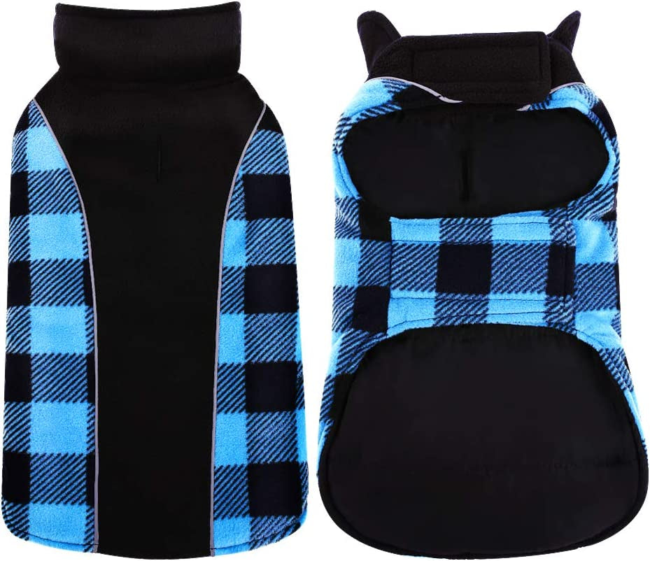 Kuoser Reversible Dog Coat, Warm Waterproof Dog Jacket, British Style Plaid Dog Winter Coats, Puppy Cold Weather Vest Windproof Outdoor Clothes Dog Snow Jackets for Small Medium Large Dogs Animals & Pet Supplies > Pet Supplies > Dog Supplies > Dog Apparel Kuoser Blue XXX-Large (Pack of 1) 