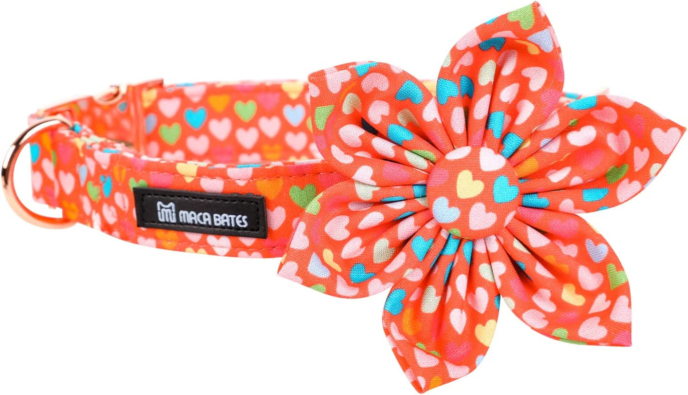 MACA Bates Valentine’S Day Dog Collar with Bow/Flower/Bow Tie, Sweet Heart Adjustable Collar for Small Medium Large Dog with Metal Buckle Animals & Pet Supplies > Pet Supplies > Dog Supplies > Dog Apparel M MACA BATES   