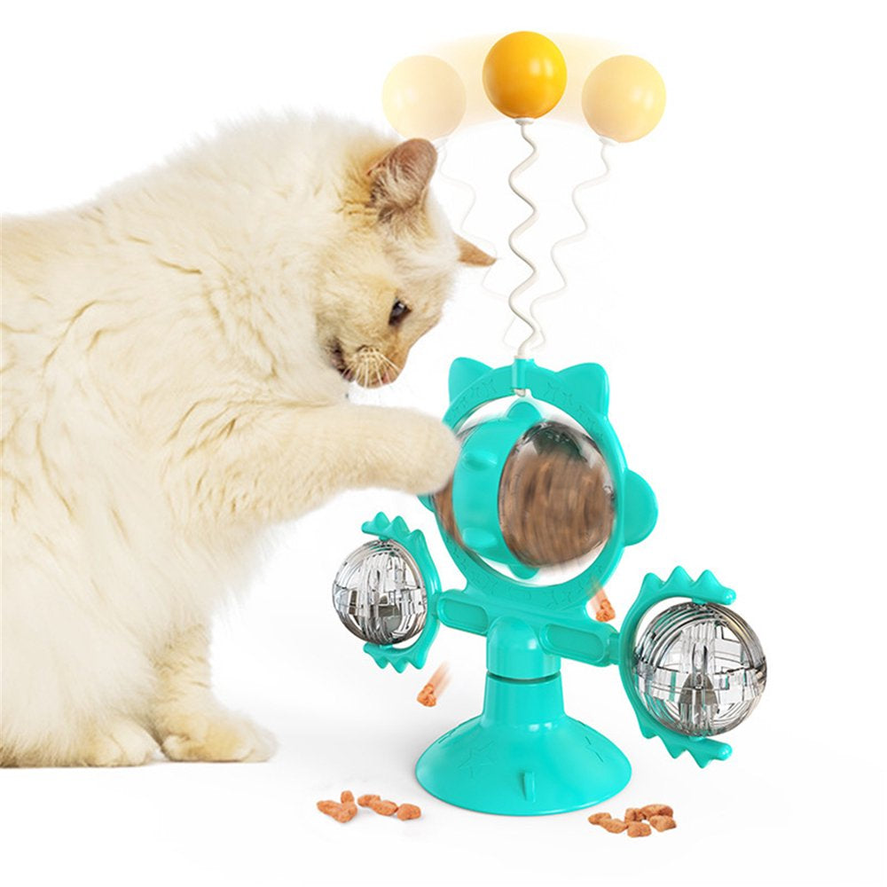 Cat Toy - Rotating Windmill Cat Toy with Catnip and Small Ball on Top Creative Three-In-One Suction Cup Cat Nip Toy for Cat Chew Exercise Animals & Pet Supplies > Pet Supplies > Cat Supplies > Cat Toys Warmfunn-CW-13 Blue  