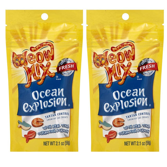 Meow Mix Ocean Explosion Tartar Control Crunchy Cat Treats, 2.1 Ounce Pouch with Real Tuna Ocean Fish and Salmon Designed to Help Control Tartar & Support Cat'S Oral Health Pack of 2 Animals & Pet Supplies > Pet Supplies > Cat Supplies > Cat Treats EBKK   