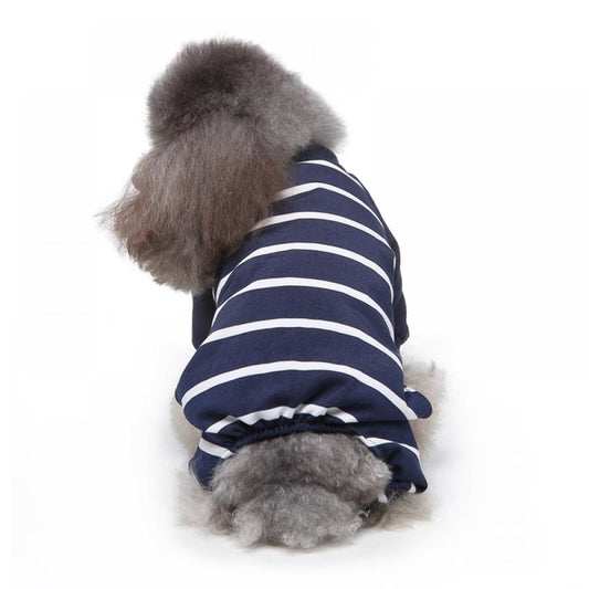 Echenor Dog Pajamas, Puppy All Seasons Stripe Homewear Apparel Jumpsuit, Cotton Romper Clothes Costume for Pet Dogs Cats Animals & Pet Supplies > Pet Supplies > Dog Supplies > Dog Apparel Echenor S Blue 