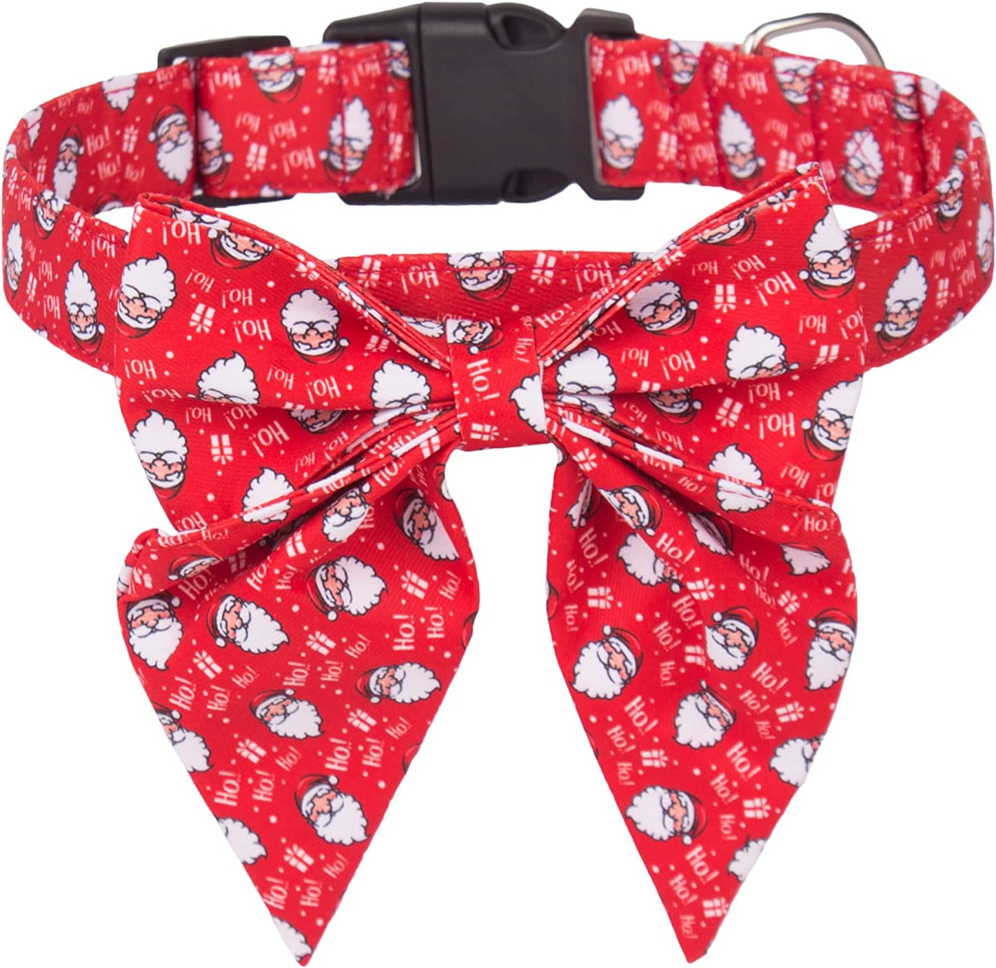 ADOGGYGO Christmas Dog Collar with Bow, Adjustable Cotton Red Bowtie Dog Christmas Collars for Small Medium Large Dogs Pets (Large, Black & Red) Animals & Pet Supplies > Pet Supplies > Dog Supplies > Dog Apparel ADOGGYGO Red Santa Large 