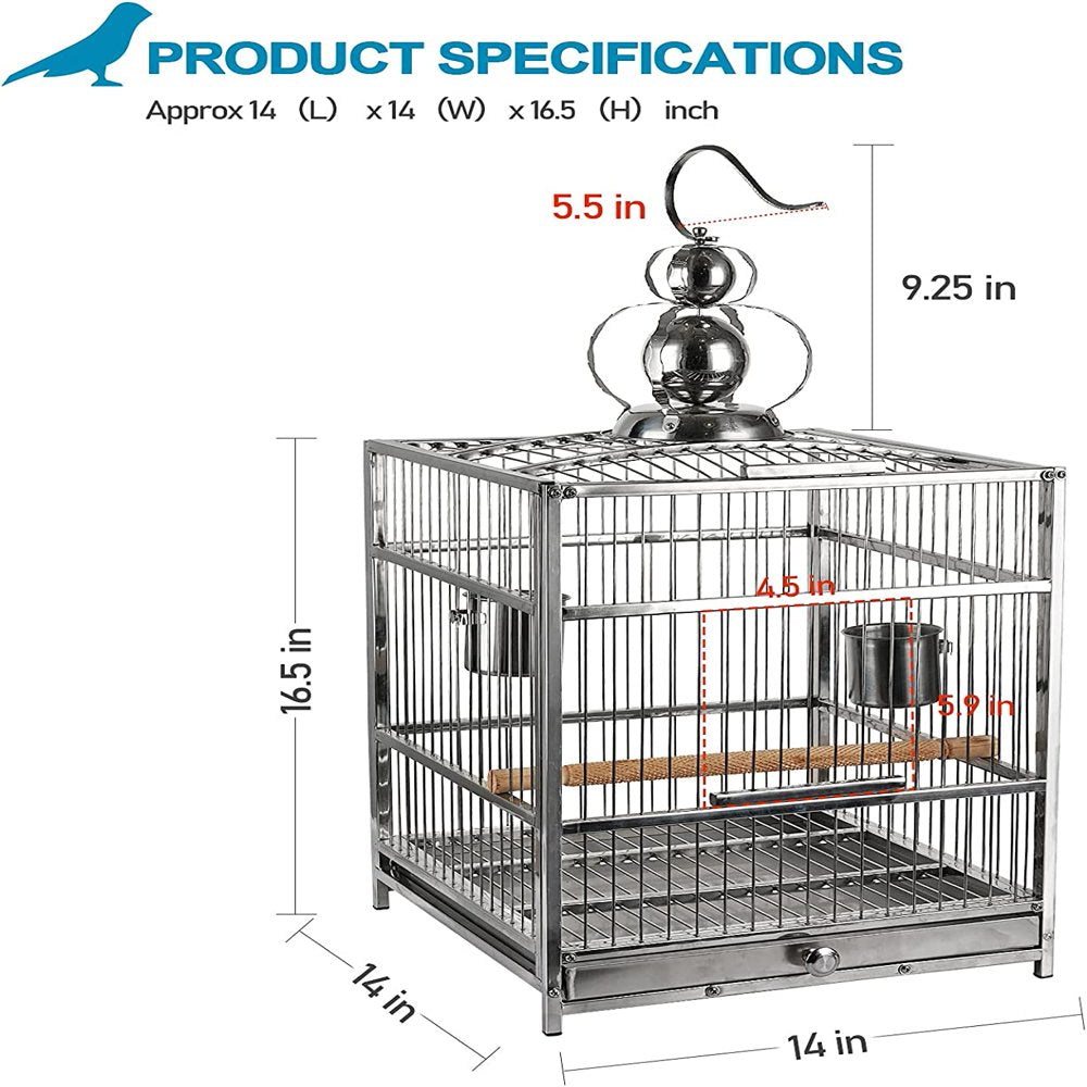 Bird Cage Open Top Standing Parrot Parakeet Cage with Rolling Stand Large Metal Bird Flight Cage for Conure Parekette Cockatiel Finch Macaw Cockatoo Pet House,Black,Height 34 Inch Animals & Pet Supplies > Pet Supplies > Bird Supplies > Bird Cages & Stands KOUPA   