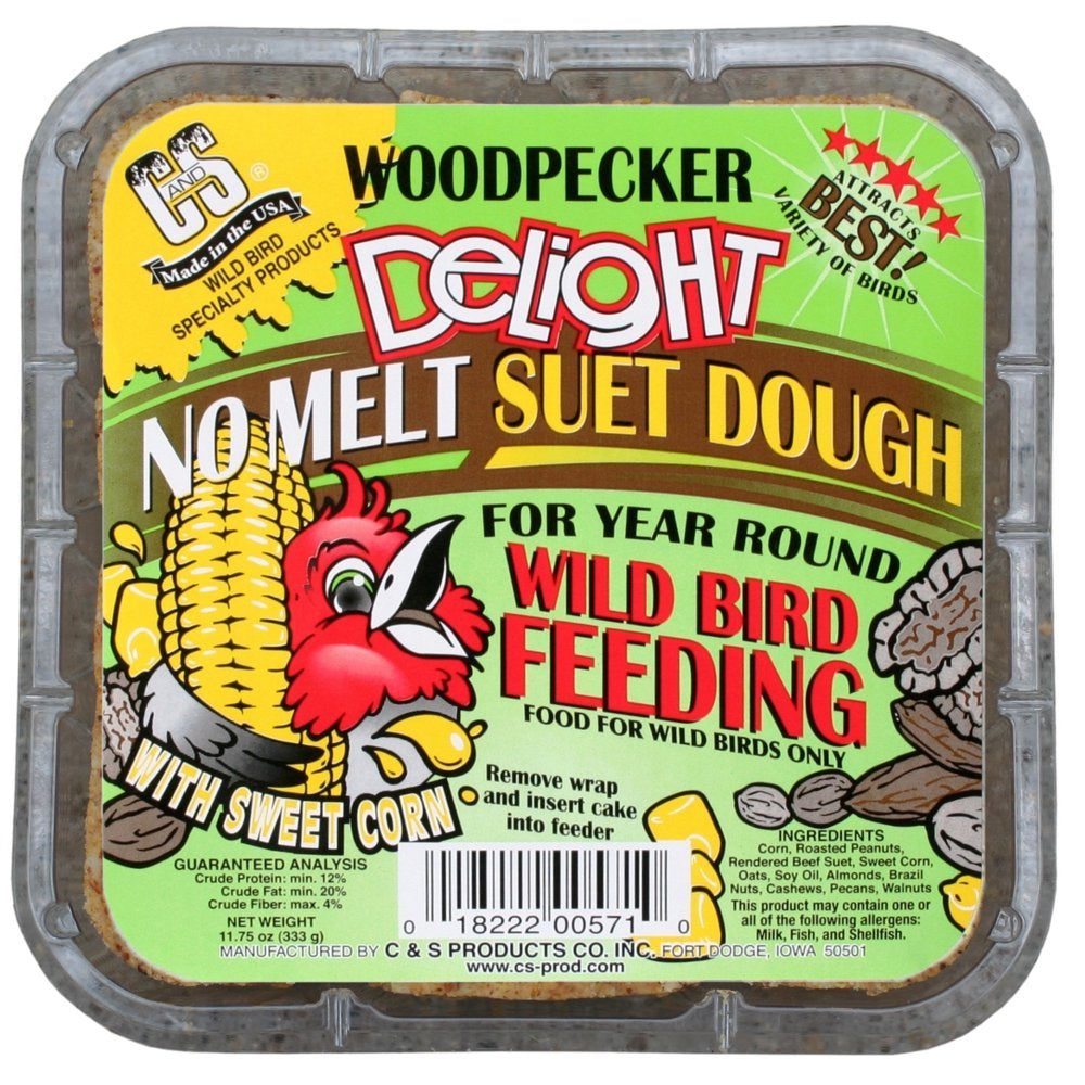 C&S Woodpecker Delight No-Melt Suet Dough, 11.75 Oz Cake, Wild Bird Food Animals & Pet Supplies > Pet Supplies > Bird Supplies > Bird Food Central Garden and Pet   