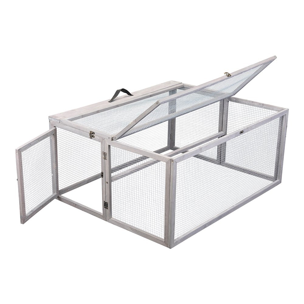 Kepooman Small Animal Folding Enclosure, Outdoor for Rabbits Chicks Guinea Pigs Wood Playpen with Roosting Bar, Gray Animals & Pet Supplies > Pet Supplies > Dog Supplies > Dog Kennels & Runs Kepooman   