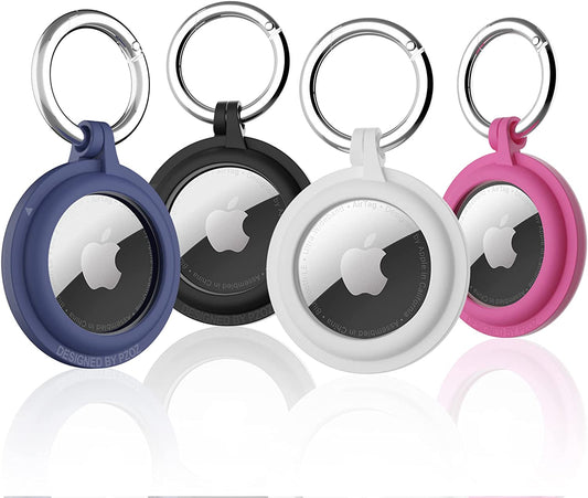 PZOZ (4 Pack) Airtag Case Keychain Built-In Screen Protector Holder Compatible with Apple Airtag, Hard Plastic Anti-Lost Cover Accessories, Finder Items for Kids Dogs Collar Keys Ring(Multi-Color) Electronics > GPS Accessories > GPS Cases pzoz   