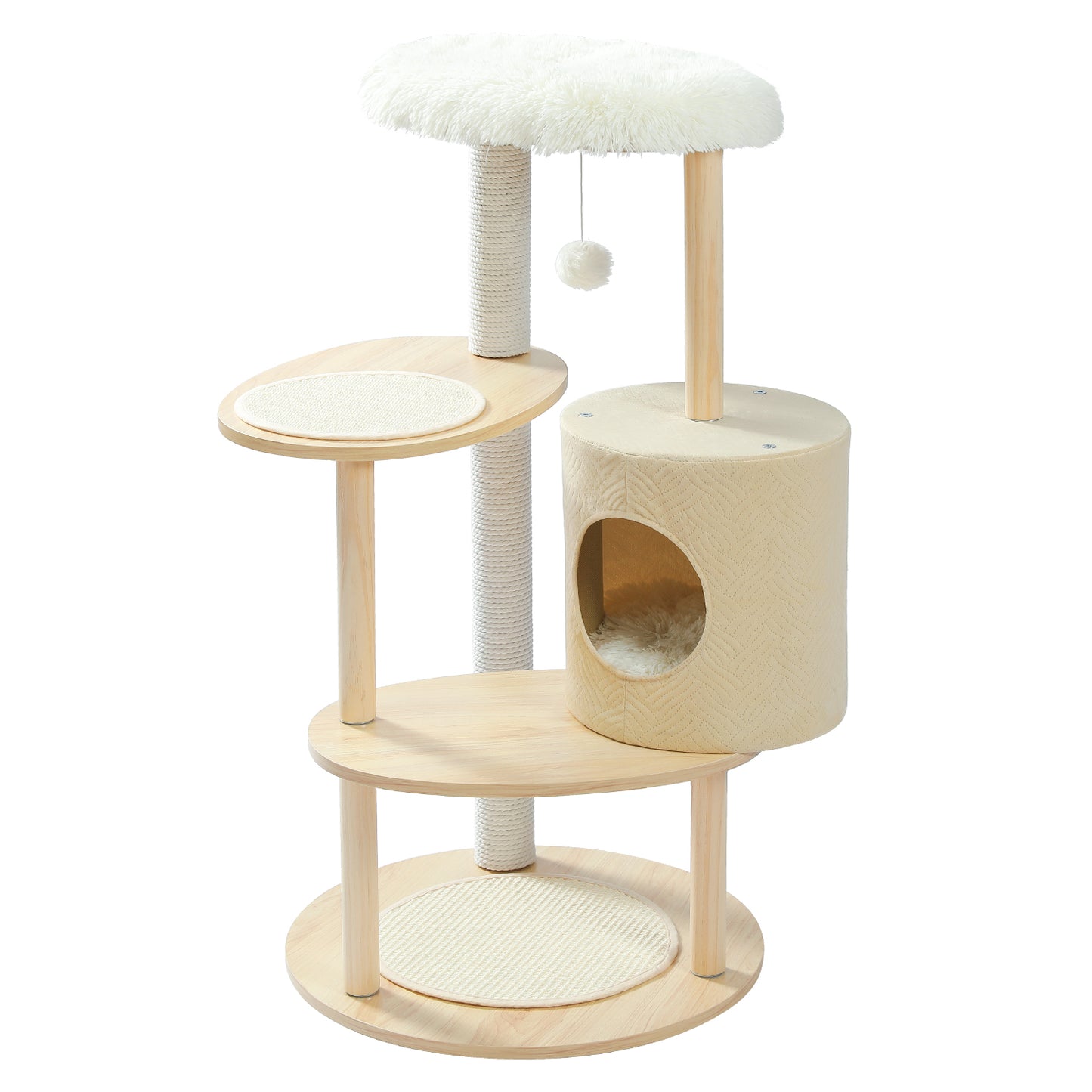 PAWZ Road 38.2" Wooden Cat Tree Towers Modern Cat Furniture, Beige Animals & Pet Supplies > Pet Supplies > Cat Supplies > Cat Furniture PAWZ Road   