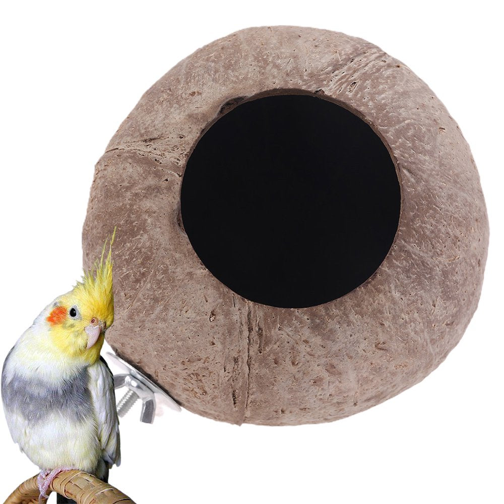 JUNTEX Coconut Bird Nest Hut for Parrot Parakeet Conure Cockatiel Small Animals House Pet Cage Habitats Decor Easy to Install Animals & Pet Supplies > Pet Supplies > Small Animal Supplies > Small Animal Habitats & Cages JUNTEX   