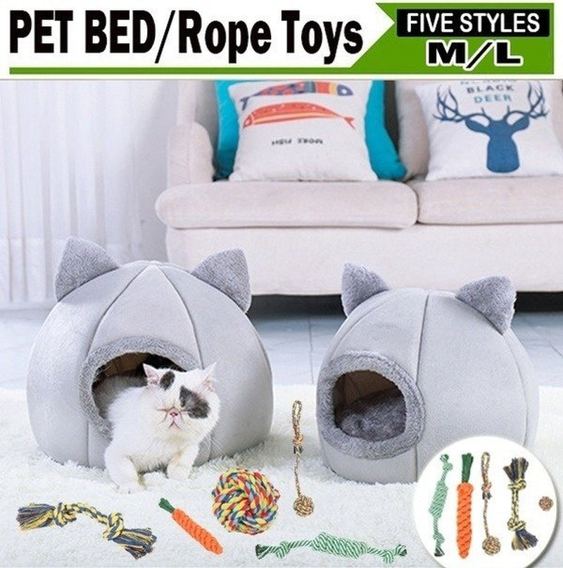 Harupink Pet Dog Cat Calming Plush Bed Warm Soft Cute Nest Comfortable Sleeping Pet Rope Toys Animals & Pet Supplies > Pet Supplies > Cat Supplies > Cat Beds Harupink   