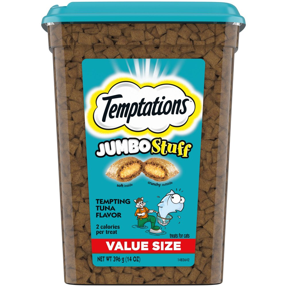 TEMPTATIONS JUMBO Stuff Cat Treats, Tempting Tuna Flavor, 14 Oz. Tub