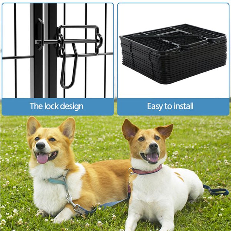 Smilemart 16 Panel Dog Pen Playpen Metal Pet Exercise Barrier for Indoor Outdoor, Black Animals & Pet Supplies > Pet Supplies > Dog Supplies > Dog Kennels & Runs SmileMart   