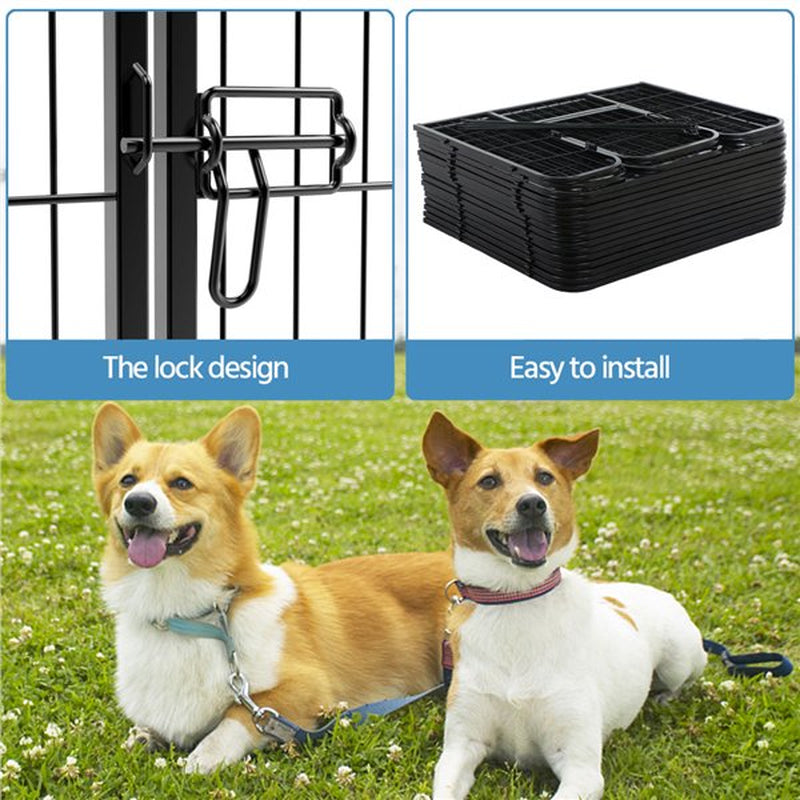 Smilemart 16 Panel Dog Pen Playpen Metal Pet Exercise Barrier for Indoor Outdoor, Black