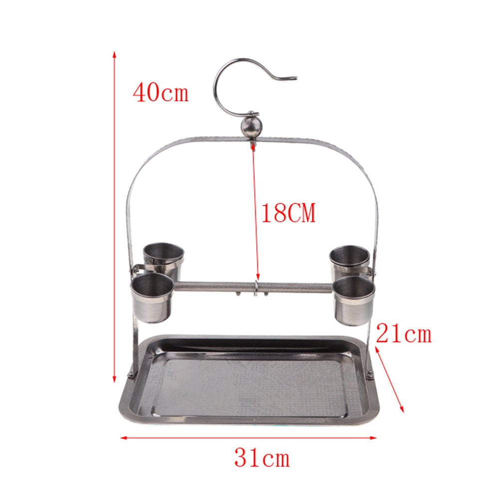 Pet Parrot Bird Cage Stainless Er Stand Holder Platform #1 Animals & Pet Supplies > Pet Supplies > Bird Supplies > Bird Cages & Stands SunniMix   