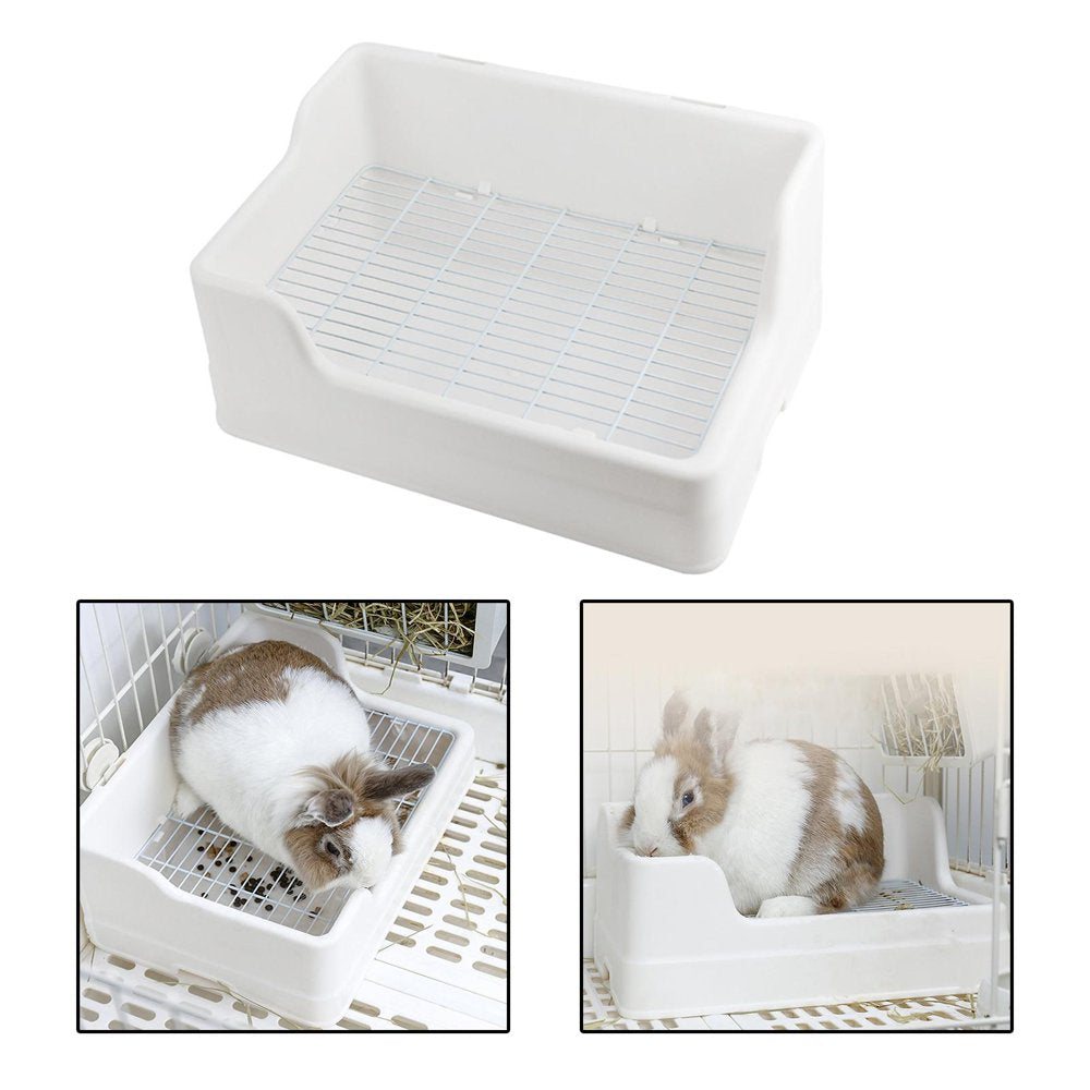 Rabbit Litter Box, Potty Trainer Tray Easy to Clean Indoor Bedding Cage Stable Durable Pet Toilet for Cat Small Animal Bunny Puppy Rat , White