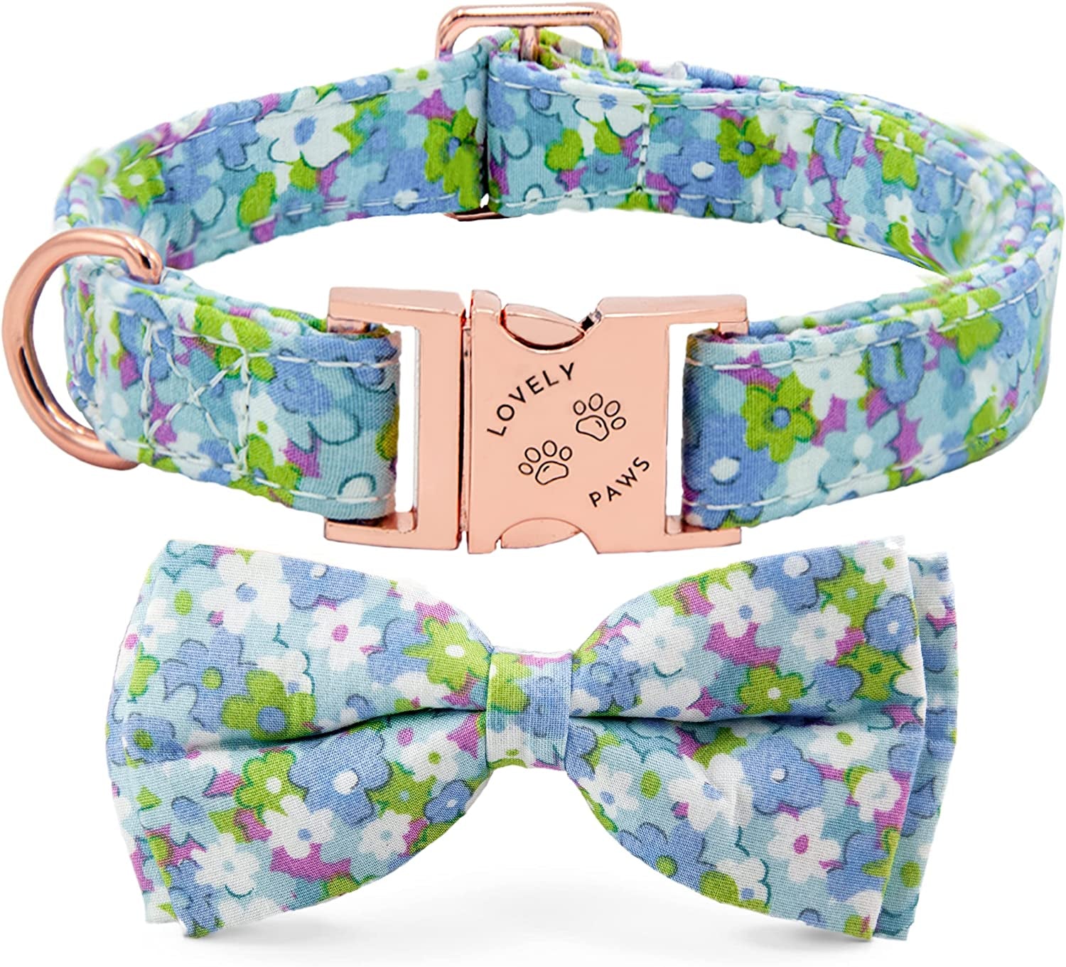 My Lovely Paws, Spring Girl Dog Collars with Bow Tie, Dog Collar Girl for Small Medium Large Dogs, Female Dog Collars, Bowtie Dog Collar Floral - Pink Bag Included Orange Animals & Pet Supplies > Pet Supplies > Dog Supplies > Dog Apparel TBe Blue,Rose Gold,Pink Large 