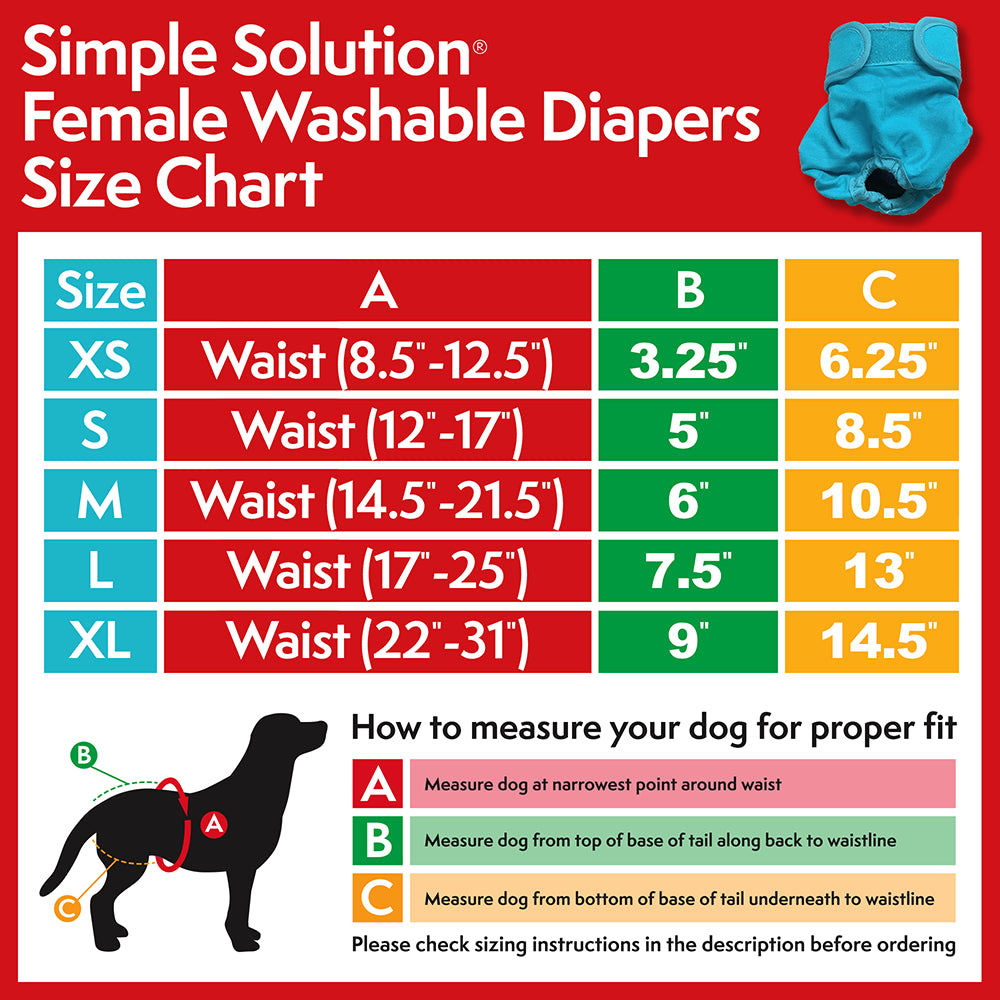 Simple Solution Washable Female Dog Diaper, Medium, 1 Pack Animals & Pet Supplies > Pet Supplies > Dog Supplies > Dog Diaper Pads & Liners Simple Solution   