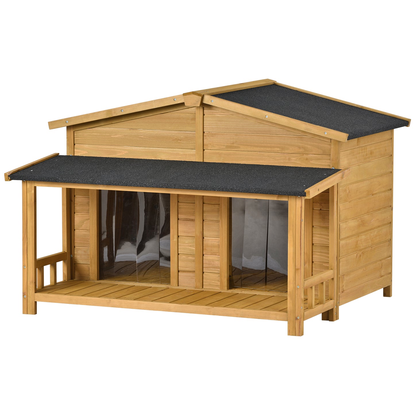 Docooler GO 47.2 ” Large Wooden Dog House Outdoor, Outdoor & Indoor Dog Crate, Cabin Style, with Porch, 2 Doors