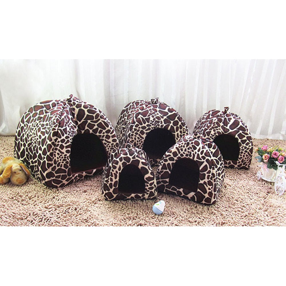 Cotton Sponge Puppy Cat Dog House Dome Tent Classic Cloth-Wrapper Shape Tent(Leopard) Animals & Pet Supplies > Pet Supplies > Dog Supplies > Dog Houses FRCOLOR   