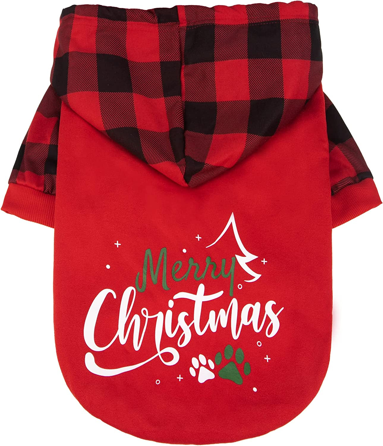 PUPTECK Classic Plaid Dog Hoodie - Soft Warm Pet Sweaters Coats for Small Medium Dogs Indoor Outdoor Wear, Dog Winter Clothes with Hood and Pocket Animals & Pet Supplies > Pet Supplies > Dog Supplies > Dog Apparel PUPTECK Red (Christmas 2022New) Large - Chest 23", Back 16" 