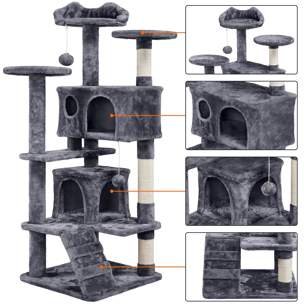Easyfashion 54.5"H Cat Tree Tower Condo Scratching Post Kitten Furniture Dark Gray Animals & Pet Supplies > Pet Supplies > Cat Supplies > Cat Furniture Easyfashion   