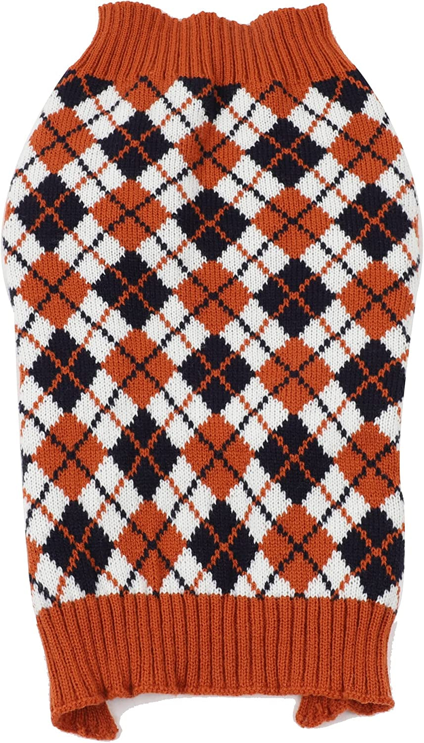 HAPEE Christmas Dog Sweaters for Small Dogs, Argyle Winter Xmas Pet Clothes Animals & Pet Supplies > Pet Supplies > Dog Supplies > Dog Apparel MPT.Co.Ltd A02-Orange XL (Back Length 18") 