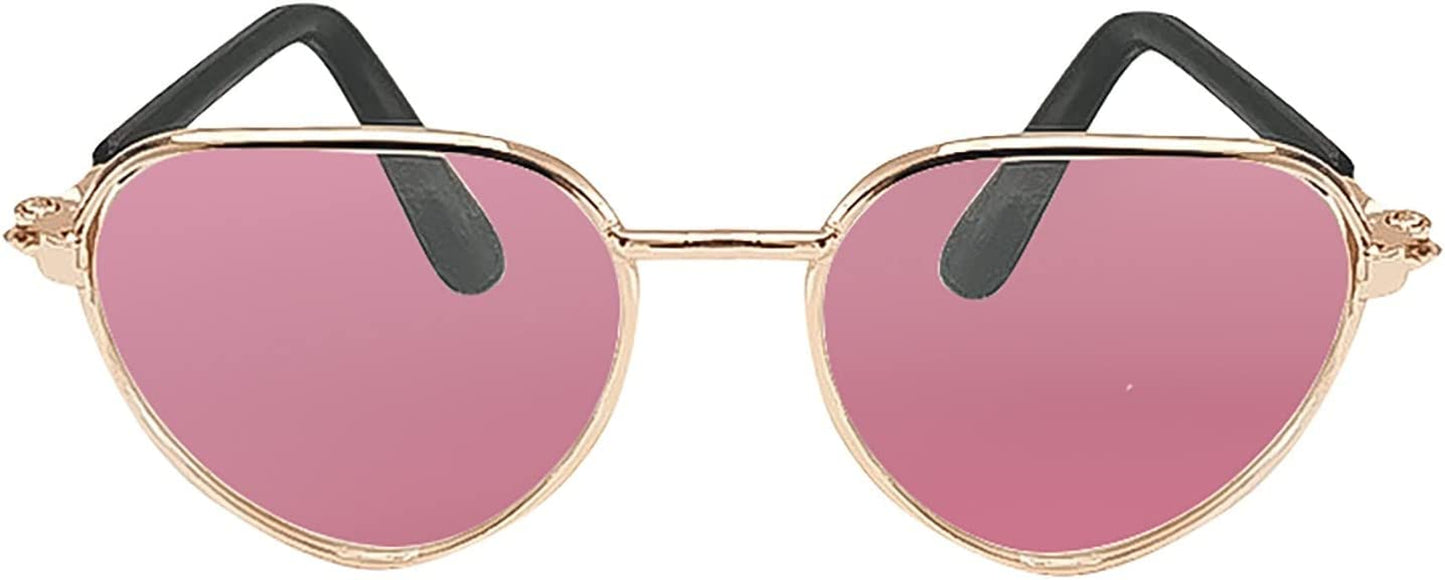 Pockety Pet Dog Cat Sunglasses,Small Pet Sunglasses Retro Dog Sunglasses round Metal Puppy Sunglasses Cosplay Glasses Photo Props Eyewear for Cats and Small to Medium Sized Dogs (Orange, One Size) Animals & Pet Supplies > Pet Supplies > Dog Supplies > Dog Apparel Pockety Pink One Size 