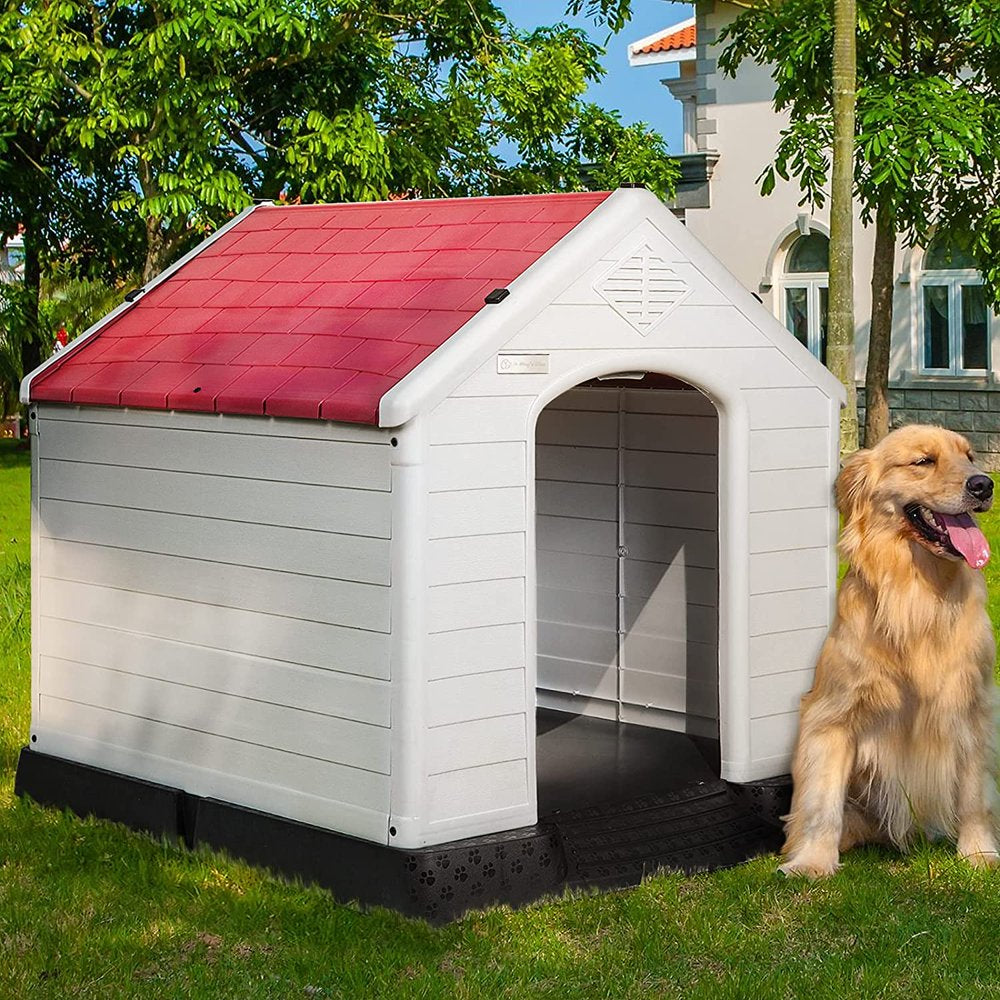 Vitesse Plastic Dog House Outdoor Indoor for Small Medium Larige Dogs,Waterproof Dog Houses with Elevated Floor and Air Vents,Durable Ventilate & Easy Clean and Assemble Animals & Pet Supplies > Pet Supplies > Dog Supplies > Dog Houses Vitesse 42" Red 