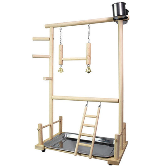Natural Wooden Parrot Perch Gym Play Stand and Toys Exercise Play Animals & Pet Supplies > Pet Supplies > Bird Supplies > Bird Gyms & Playstands KOL PET   