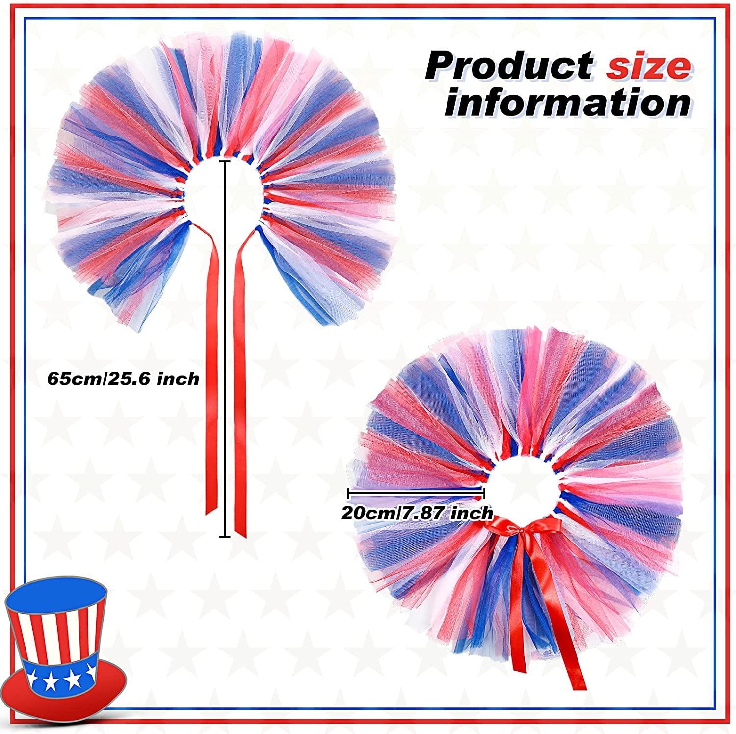 4 Pcs Labor Day Pet Costume Independence Day Dog Costume Accessories, Red Blue and White Tutu Skirt Fancy Collar American Flag Dog Sunglasses Bowtie Hat for Dogs Kitty Patriotic Party Animals & Pet Supplies > Pet Supplies > Dog Supplies > Dog Apparel Tallew   