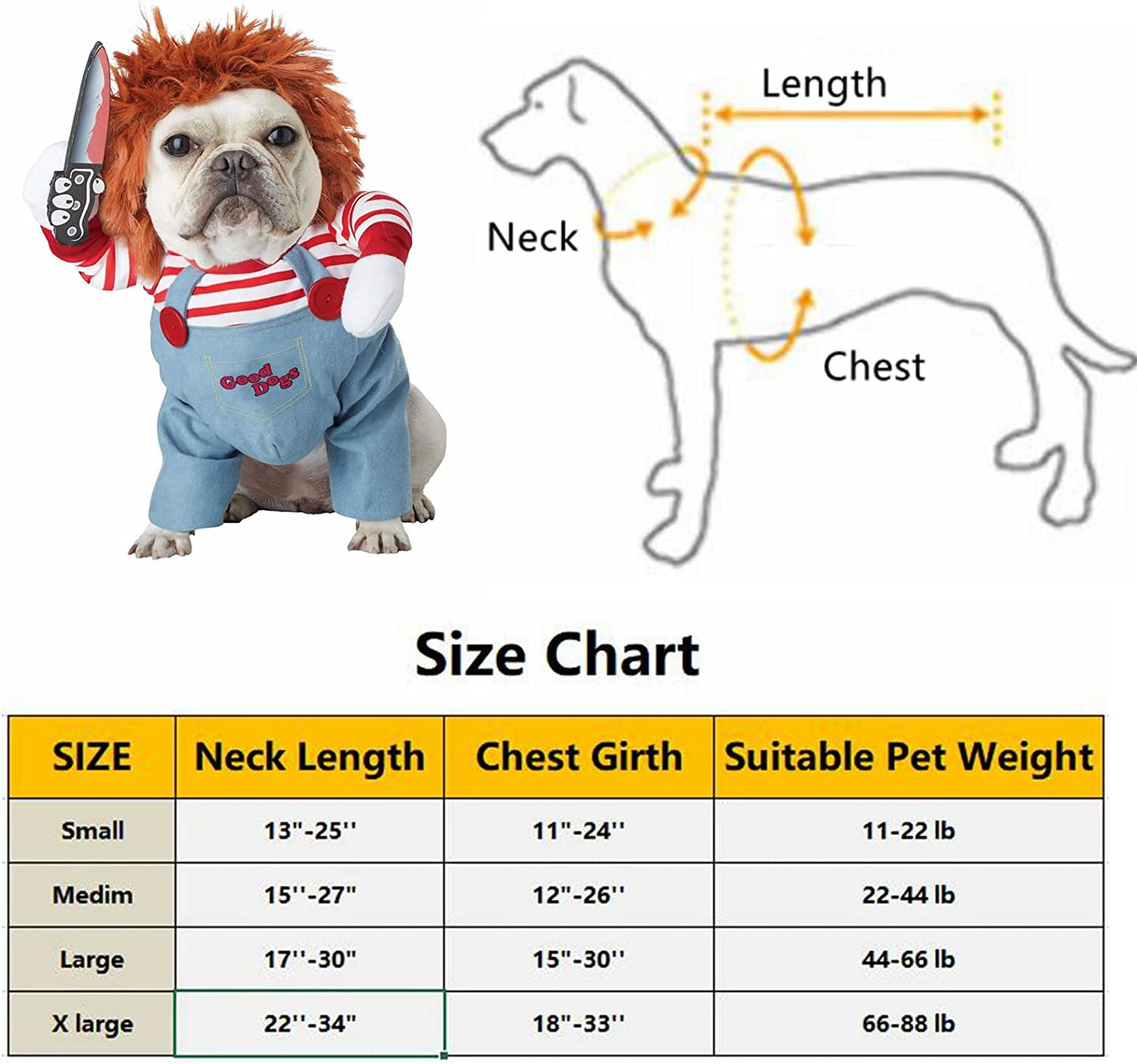 Pet Deadly Doll Dog Costume, Cute Dog Cosplay Halloween Christmas Funny Costume Dog Clothes Party Costume for Small Medium and Large Dogs (Small) Animals & Pet Supplies > Pet Supplies > Dog Supplies > Dog Apparel ISMARTEN   