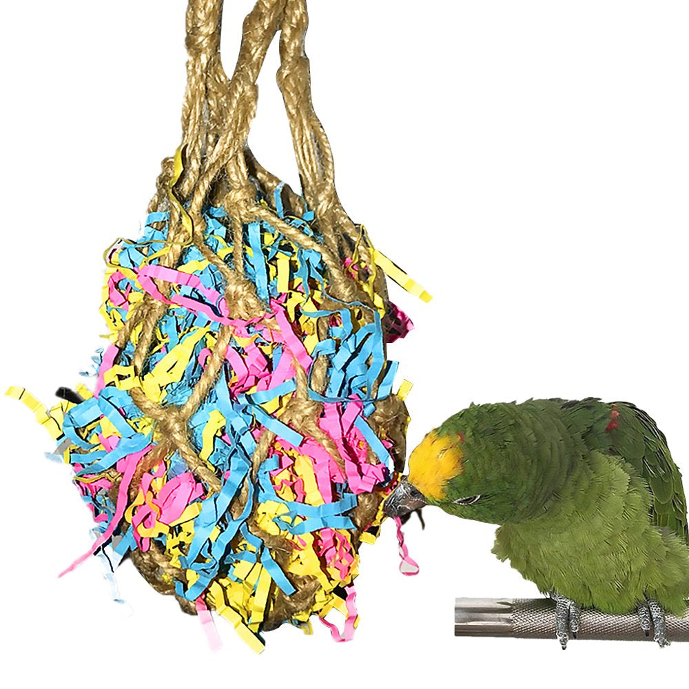 Tureclos Bird Chew Toy Hanging Pet Exercising Bag Paper-Stuffed Bird Playing Cage Accessory Animals & Pet Supplies > Pet Supplies > Bird Supplies > Bird Cage Accessories TureClos   