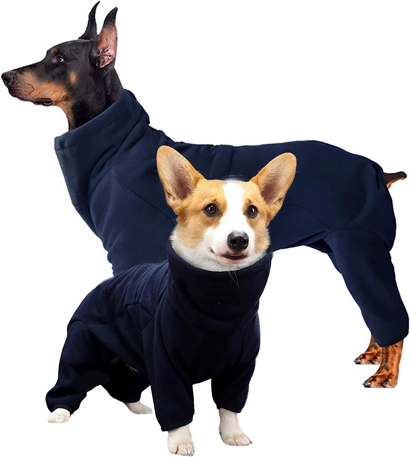 ROZKITCH Dog Winter Coat Soft Fleece Pullover Pajamas, Pet Windproof Warm Cold Weather Jacket Vest Cozy Onesie Jumpsuit Apparel Outfit Clothes for Small, Medium, Large Dogs Walking Hiking Travel Sleep Animals & Pet Supplies > Pet Supplies > Dog Supplies > Dog Apparel ROZKITCH Dark Blue Medium 