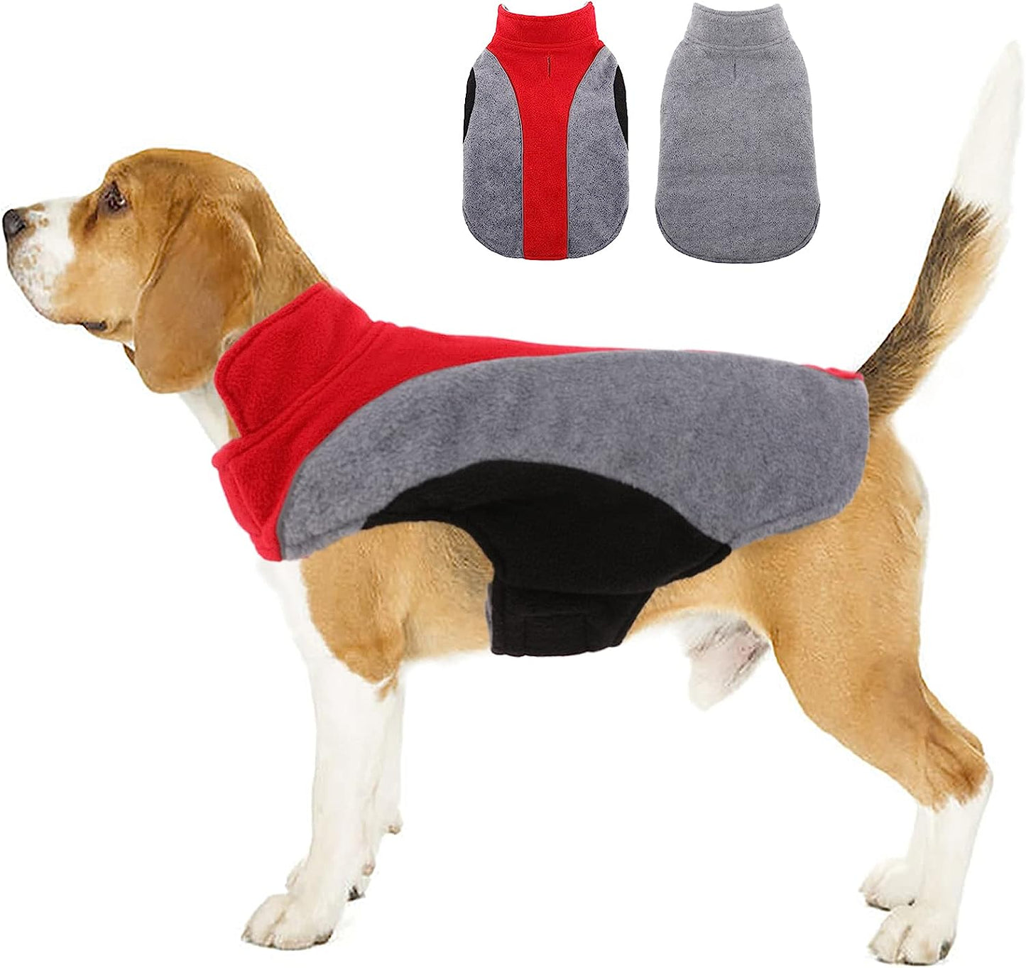 Kuoser Dog Fleece Vest, Reflective Dog Winter Coat Outdoor Jacket, Soft Reversible Cold Weather Dog Coat Warm Pet Apparel Puppy Clothes for Small Medium and Large Dogs Cats French Bulldog Labrador Animals & Pet Supplies > Pet Supplies > Dog Supplies > Dog Apparel Kuoser Red XS 