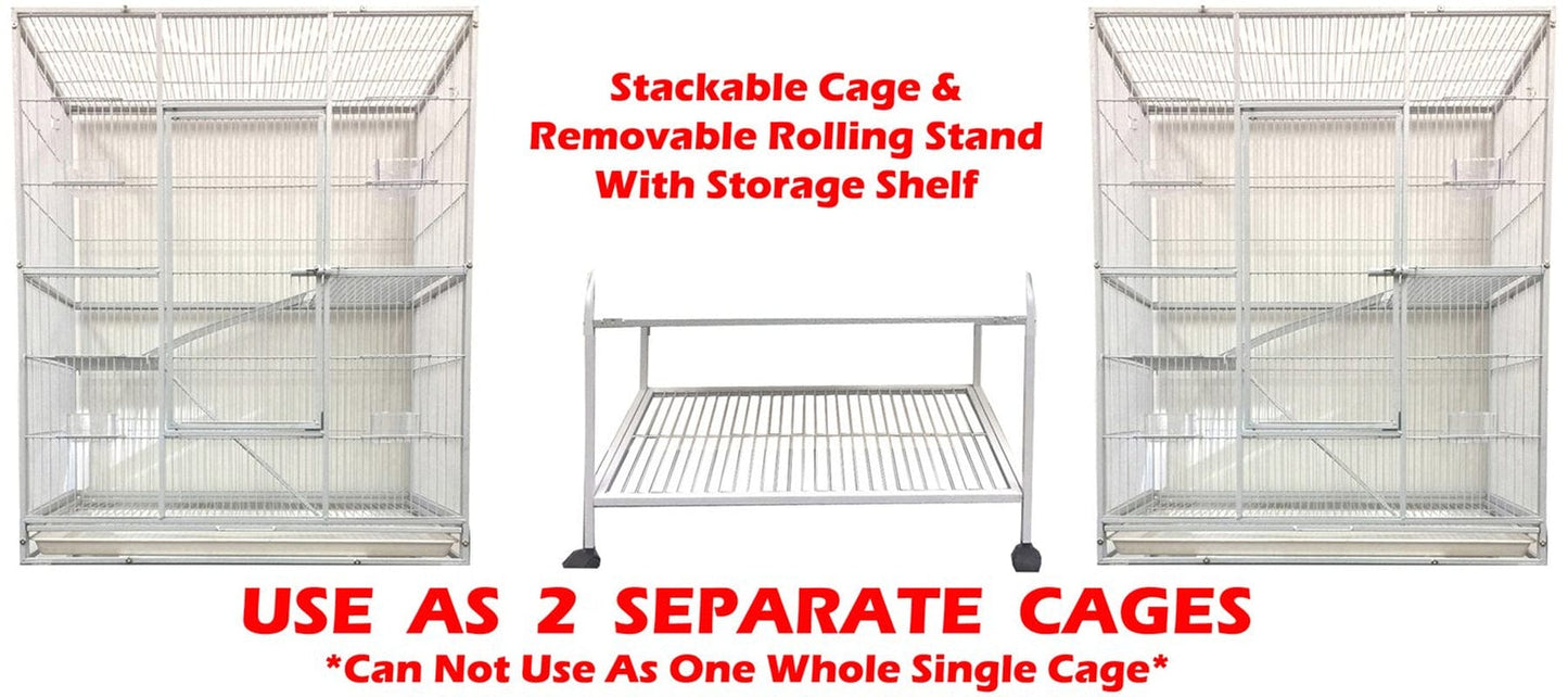 74" X-LARGE Double Stacker Multi-Level Small Animal Critter Rolling Stand Habitats Cage Guinea Pig Ferret Chinchilla Sugar Glider Rats Mice Hamster Gerbil Mouse Hedgehog Squirrel Rodent Degu Dagus Animals & Pet Supplies > Pet Supplies > Small Animal Supplies > Small Animal Habitats & Cages Mcage   