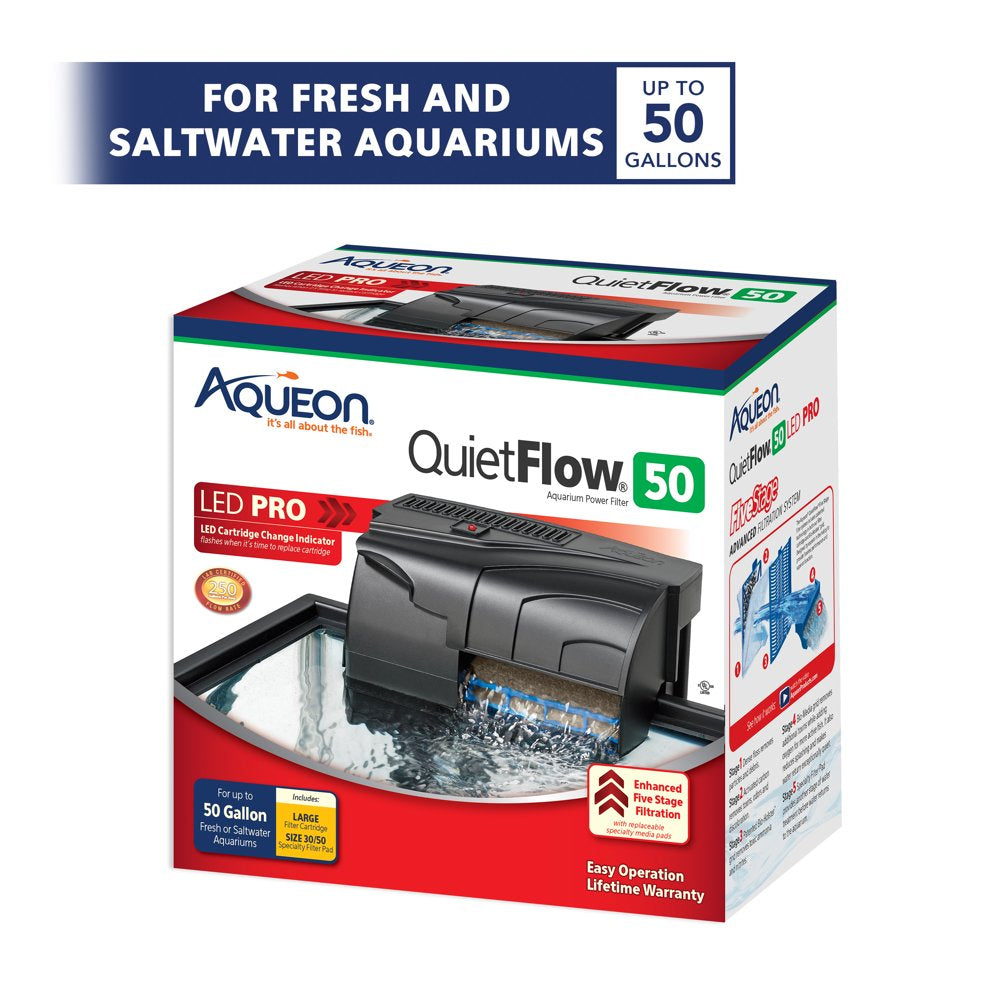 Aqueon Quietflow LED PRO Aquarium Power Filter, Size 50