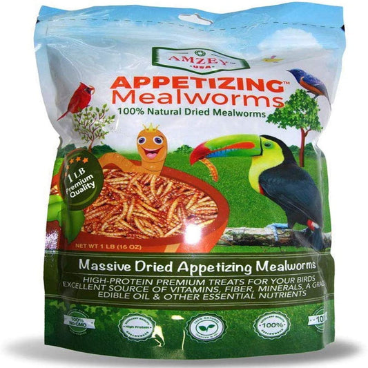 Amzey Dried Mealworms - 100% Non-Gmo Natural Mealworm - High-Protein Bulk Meal Worms - Perfect for Chickens, Fish, Ducks, Wild Birds,Turtles, Reptile, Hamsters, and Hedgehogs Animals & Pet Supplies > Pet Supplies > Small Animal Supplies > Small Animal Food Amzey 1 lbs  