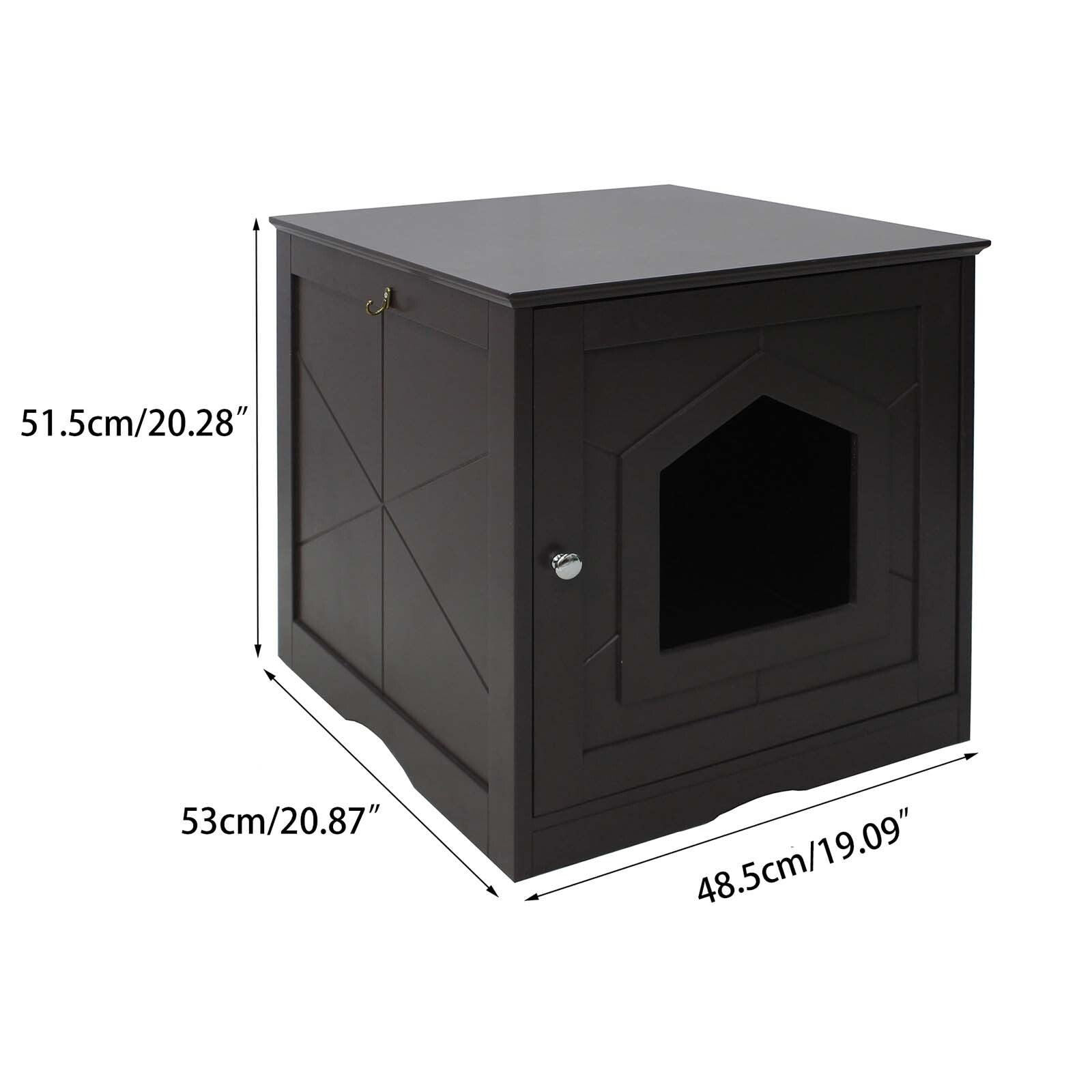 WEIKABU Wooden Indoor Cat Litter Box Enclosure, Cat House & Side Table, Cat Home Furniture Nightstand, Brown