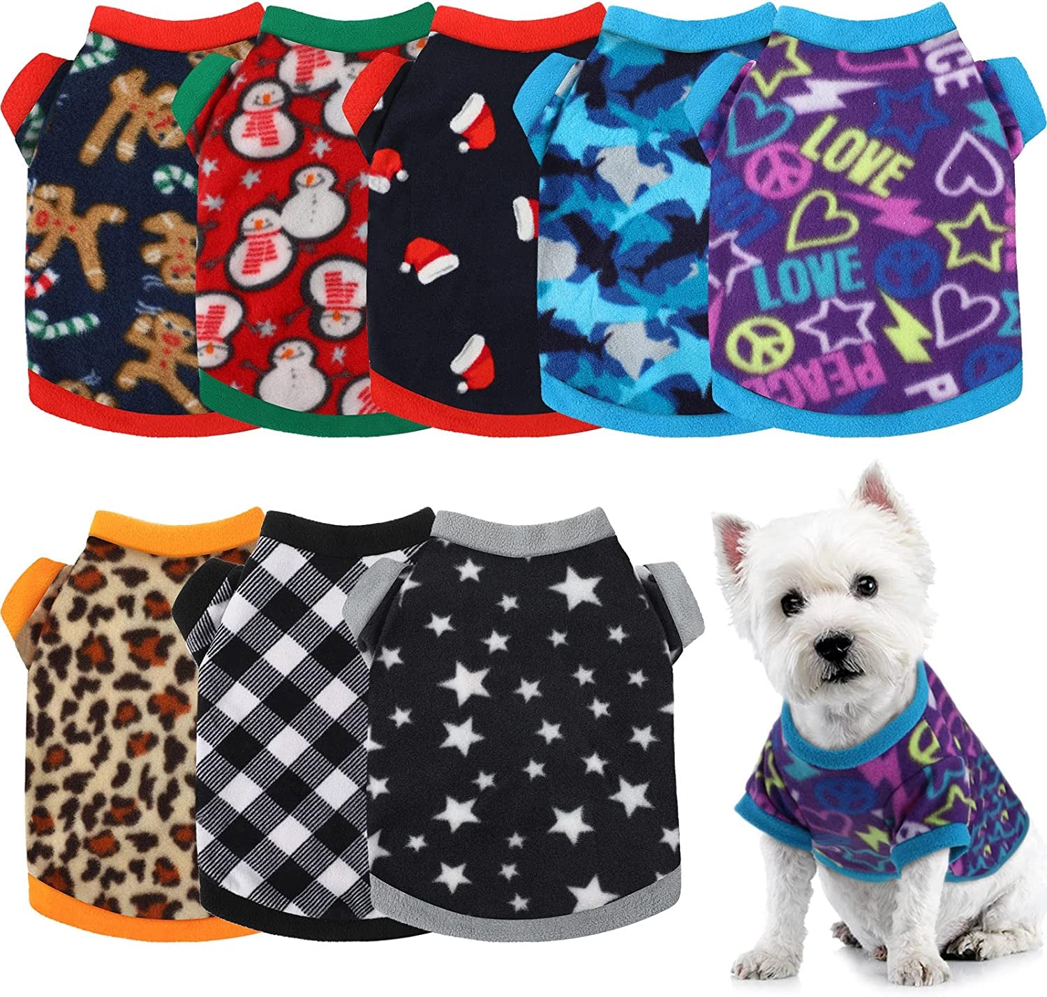 8 Pieces Dog Sweaters Winter Chihuahua Clothes Outfits Dog Warm Shirt Winter Puppy Clothes for Winter Colorful Thickening Dog Pajamas for Pets Pup Dog Cat (Classic Pattern, X-Small) Animals & Pet Supplies > Pet Supplies > Dog Supplies > Dog Apparel Weewooday Classic Pattern Large 