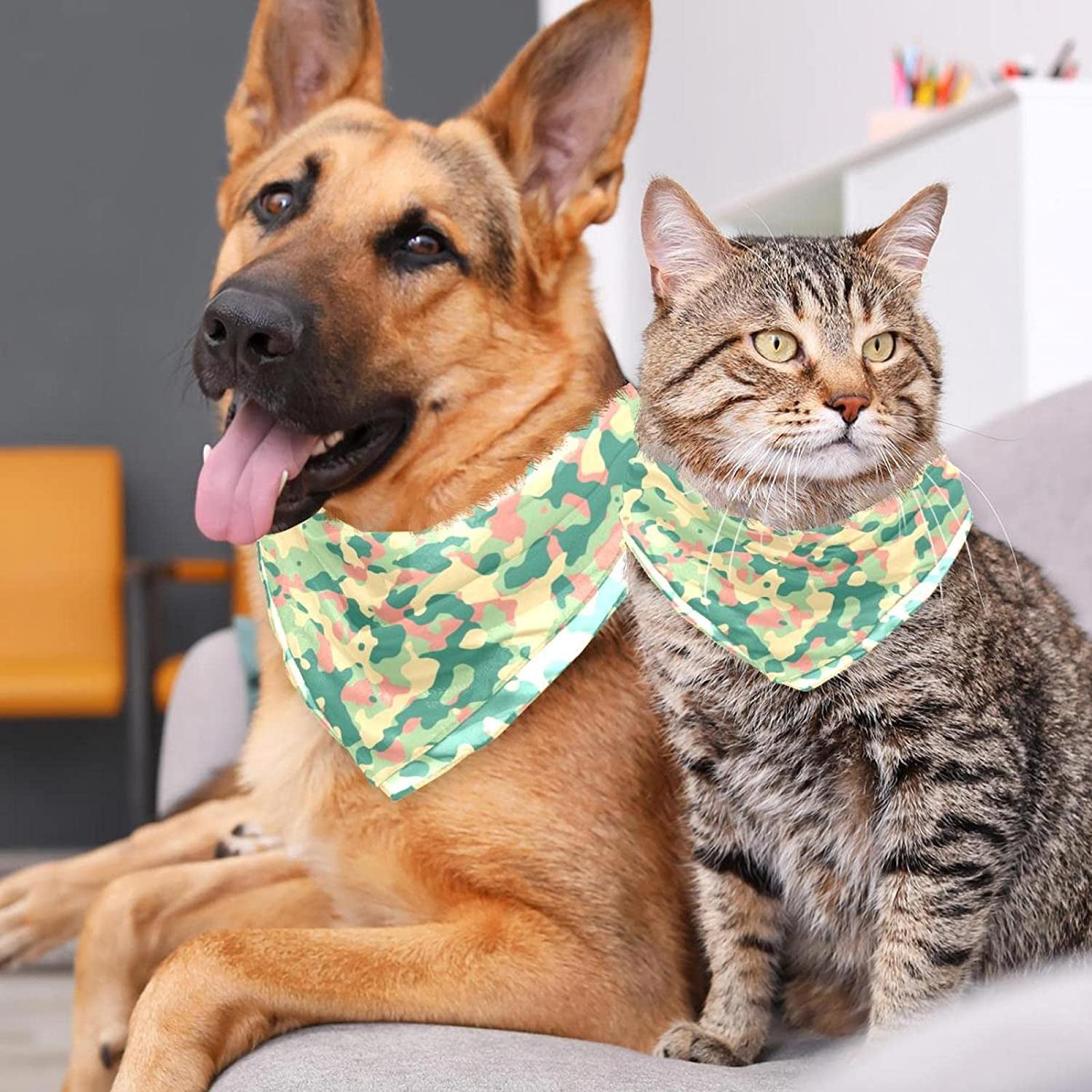 Dog Bandanas,Cat Triangle Bibs,Two Sizes,Abstract Floral Camouflage,Pet Scarf for Small Medium Large Pets Animals & Pet Supplies > Pet Supplies > Dog Supplies > Dog Apparel tzhcjsjgs   