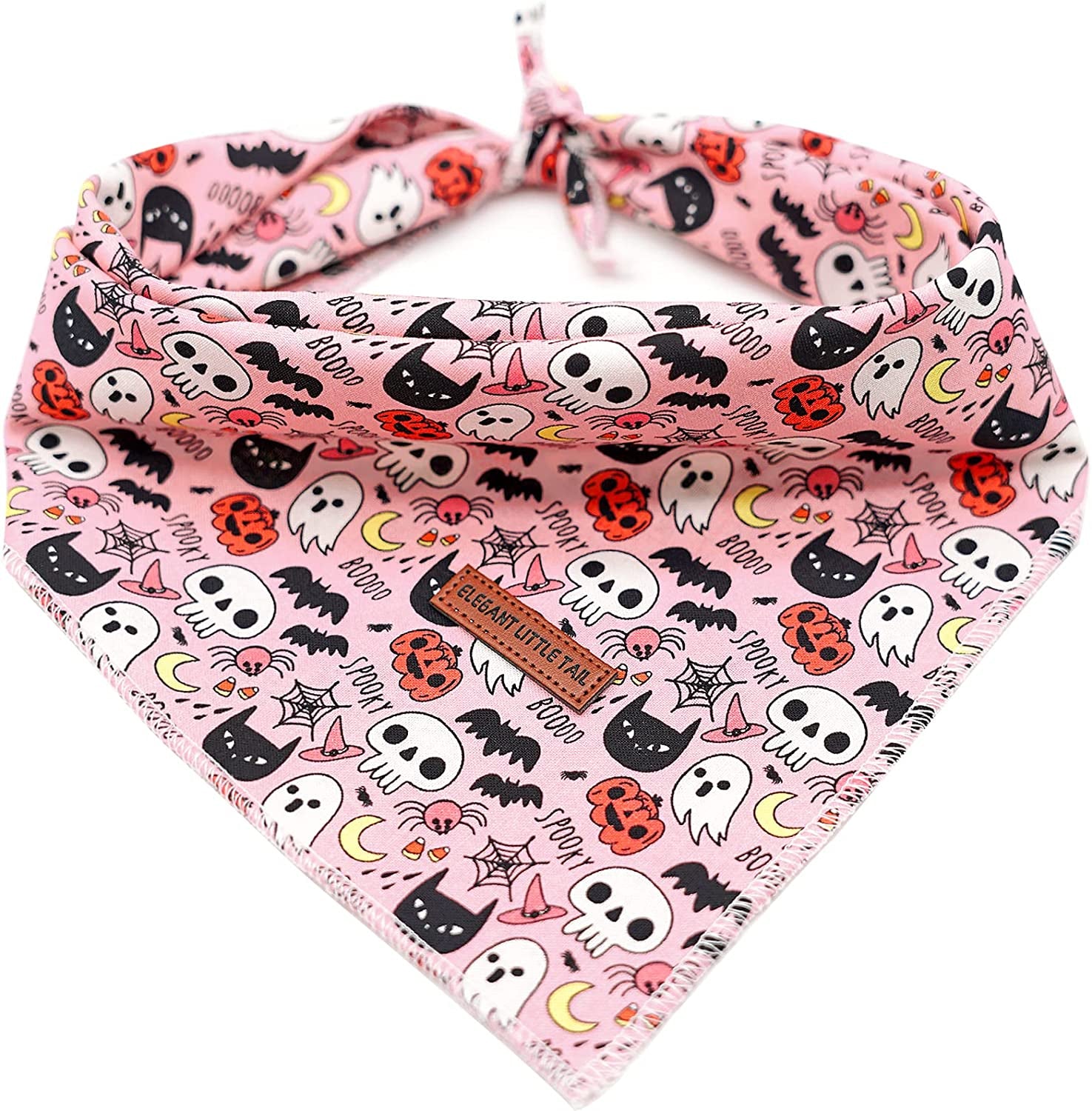 Elegant Little Tail Dog Bandana, Halloween Pumpkin Girl Boy Dog Bandanas for Small Medium Large Dogs Washable Square Dog Scarf Adjustable Dog Kerchief Animals & Pet Supplies > Pet Supplies > Dog Supplies > Dog Apparel Elegant little tail Halloween Large (Pack of 1) 