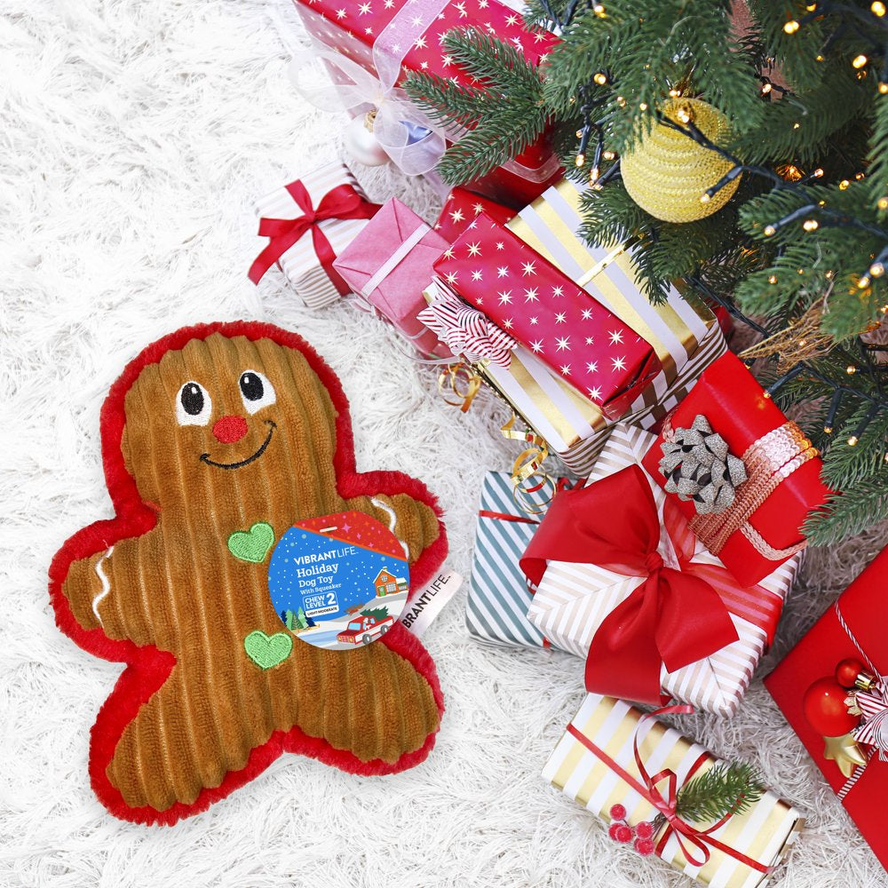 Vibrant Life Holiday Gingerbread Dog Toy with Squeaker for Light to Moderate Chewing Animals & Pet Supplies > Pet Supplies > Dog Supplies > Dog Toys Vibrant Life   