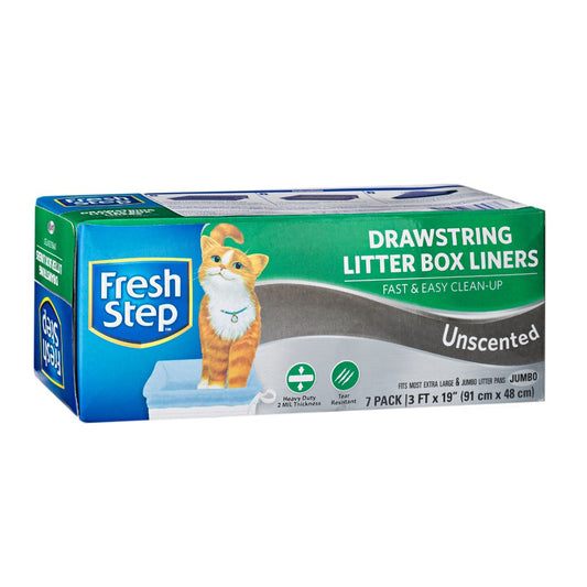 Fresh Step Drawstring Litter Box Liners Unscented, Jumbo Size, 36" X 19" - 7 Count Animals & Pet Supplies > Pet Supplies > Cat Supplies > Cat Litter Box Liners Fetch for Pets   